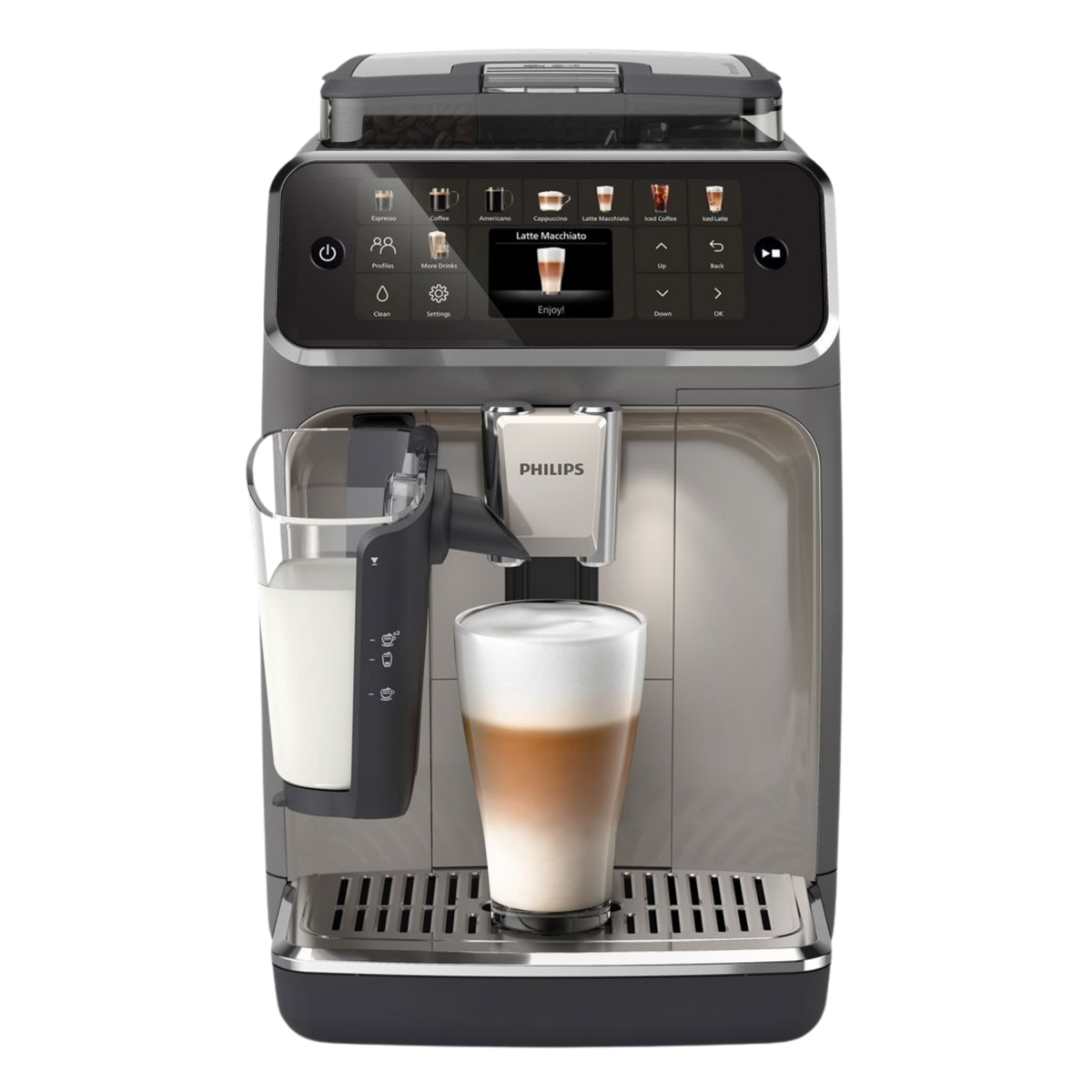 Philips 5500 LatteGo — 20 boissons chaudes et glacées, écran tactile, SilentBrew